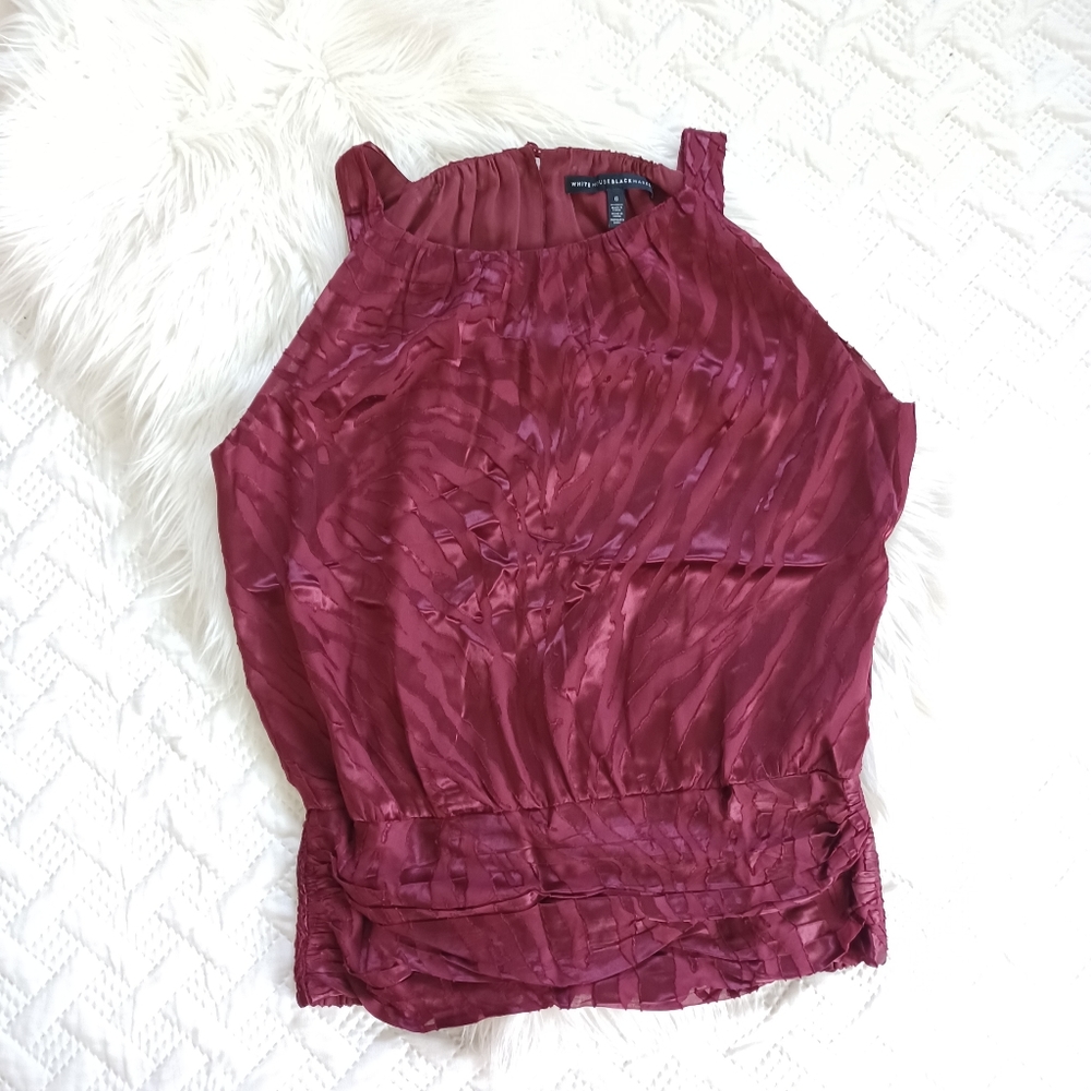 {White House Black Market} Red Tiger Print Shell Top